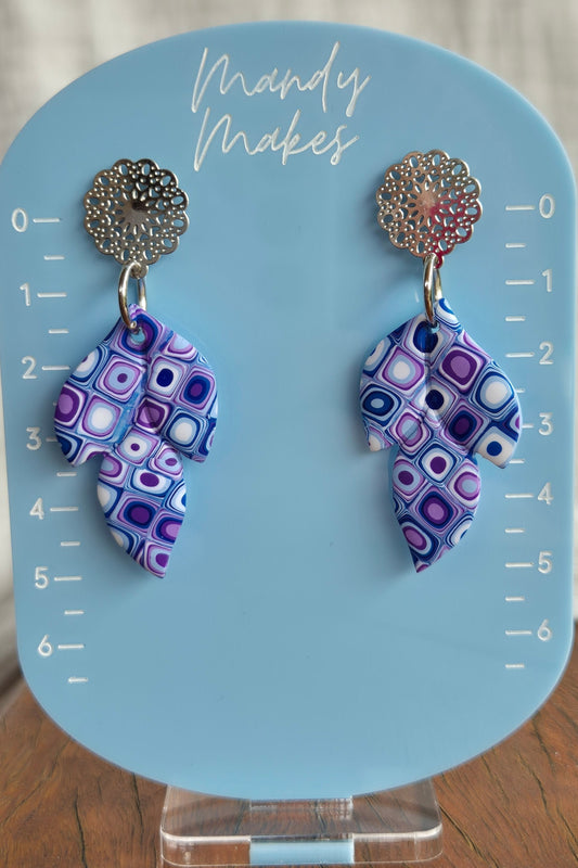 Purple Blue Retro Drop Earrings