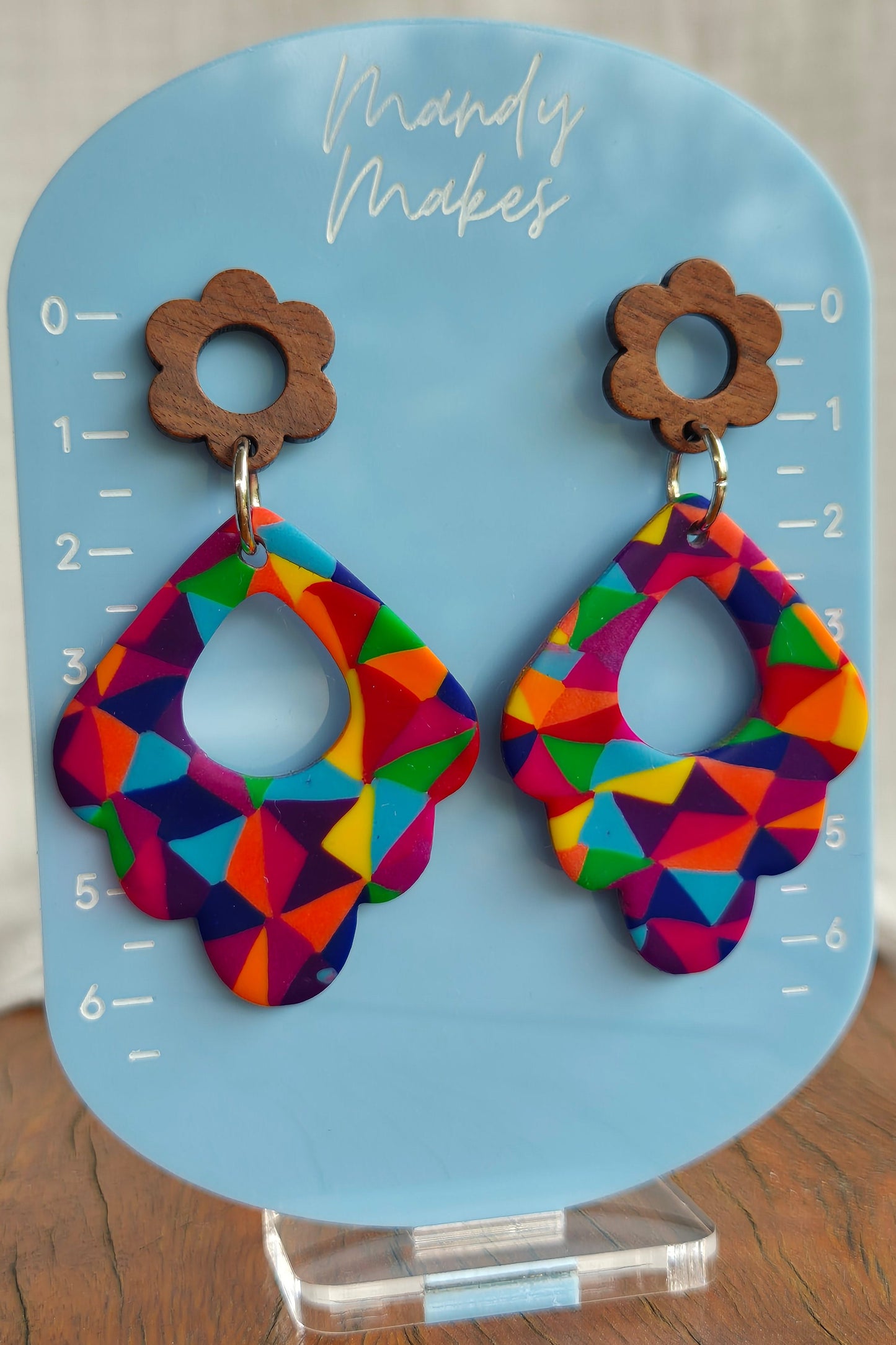 Rainbow Geometric Drop Earrings