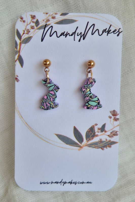 Mini Colourful Bunny Drop Earring
