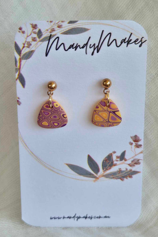 Purple/Orange Geometric (Mini Drop Earring)