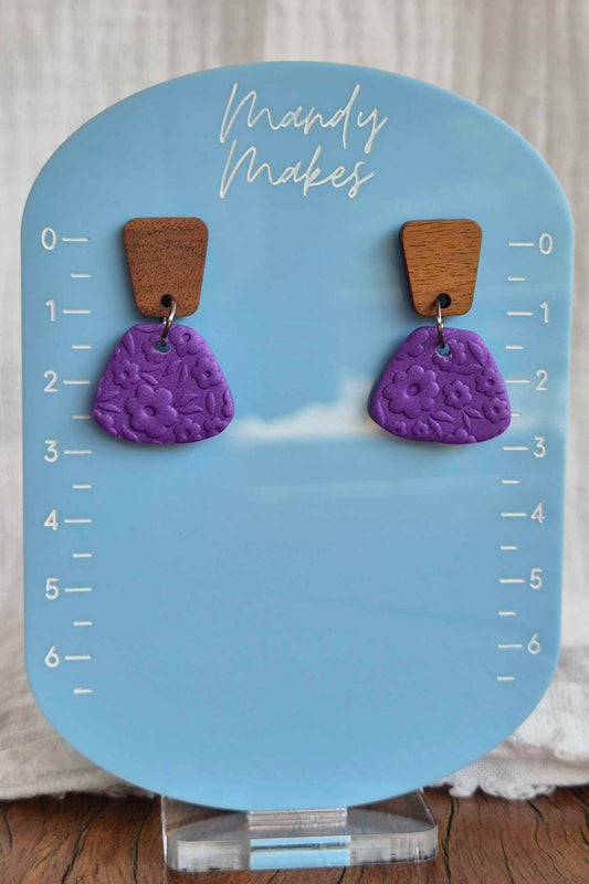 Purple Textured Drop Earring