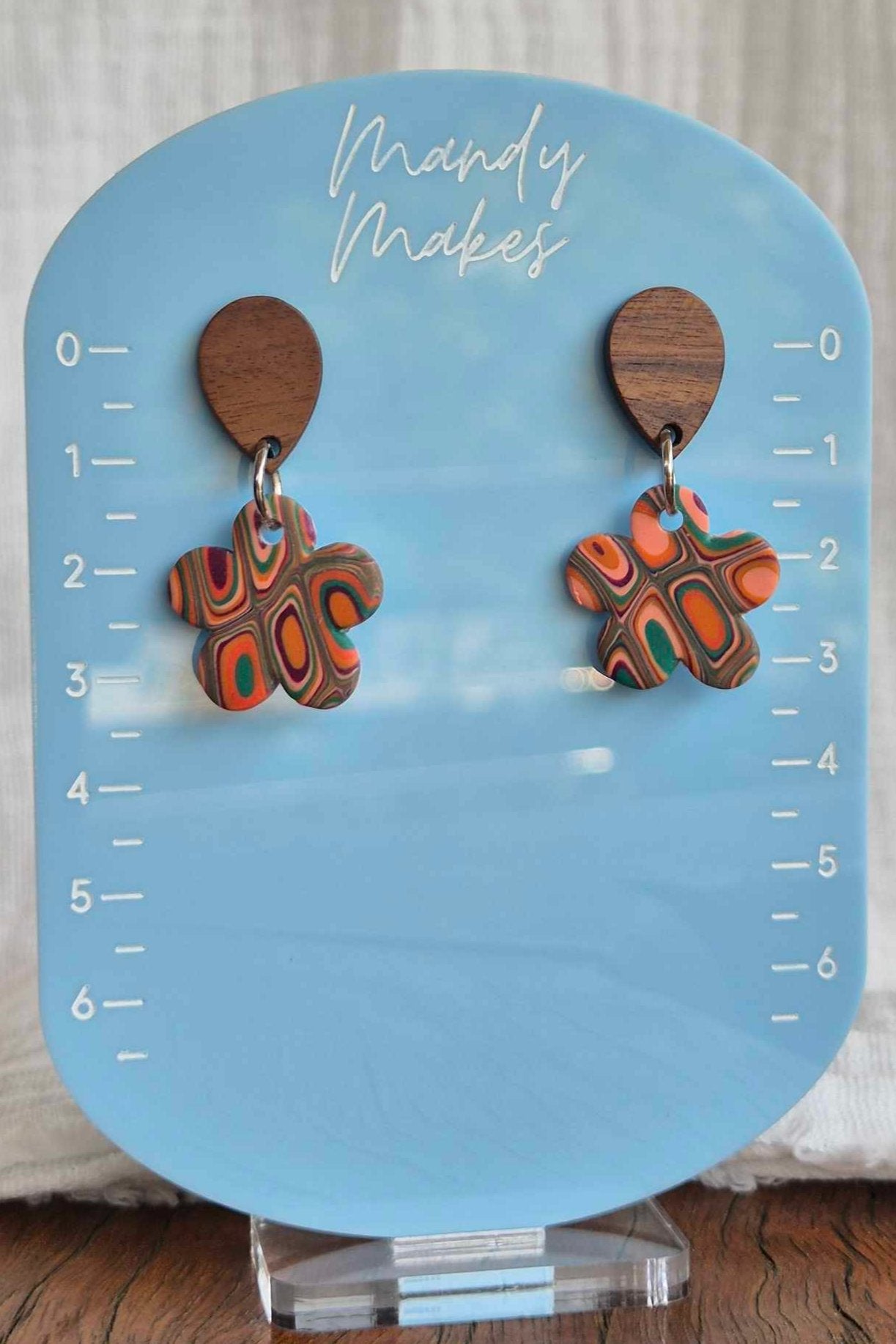 Orange Green Flower Retro Drop Earring